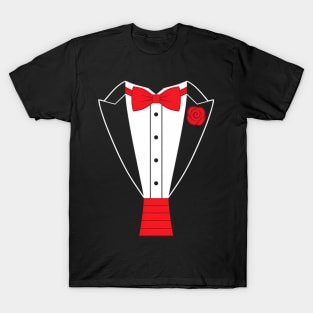 Tuxedo Red Bow Tie T-Shirt
